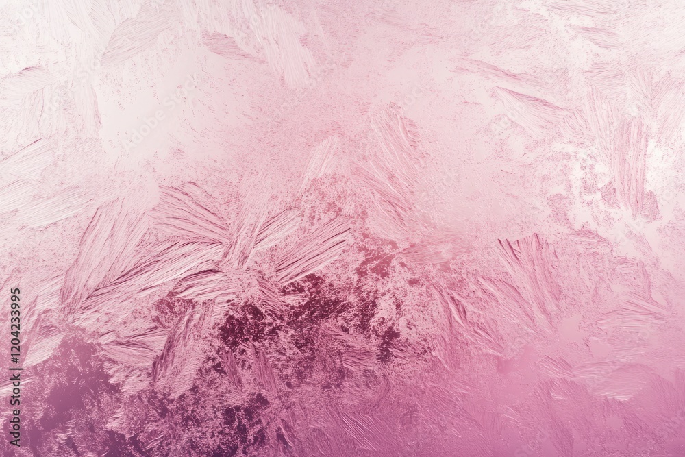 Obraz premium Delicate pink frost patterns on a windowpane.