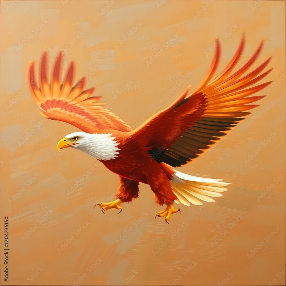 Obraz premium Fiery orange eagle in flight.