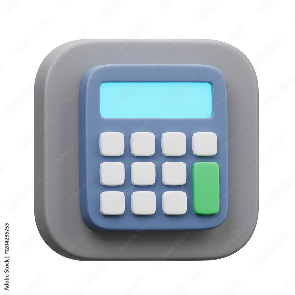 A 3D illustration of a calculator isolated on a white background A 3D illustration of a calculator isolated on a white background