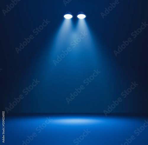 Blue Gradient Background for Studio Product Display, Dark Blue Backdrop Wall Scene with Soft Lighting and Commercial Vector Illustration for Photography and Design Projects