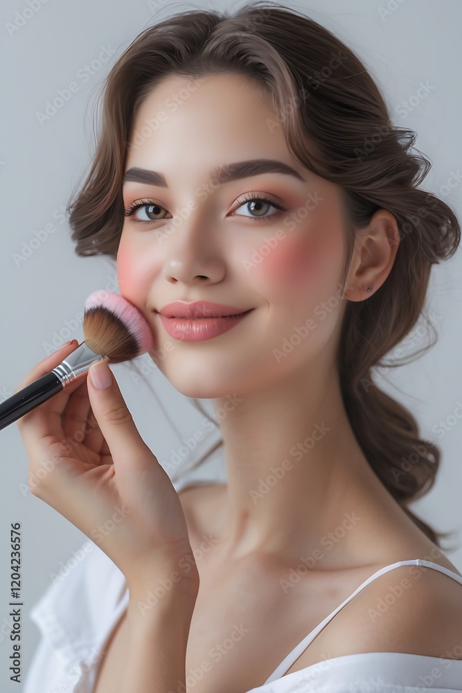 Elegant Woman Applying Makeup, Beauty and Cosmetics Elegant Woman Applying Makeup, Beauty and Cosmetics