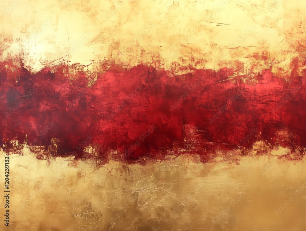 Abstract art: Red and gold textured canvas Abstract art: Red and gold textured canvas