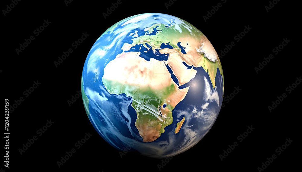 Fototapeta premium 3D model of planet earth, dramatic, with white tones