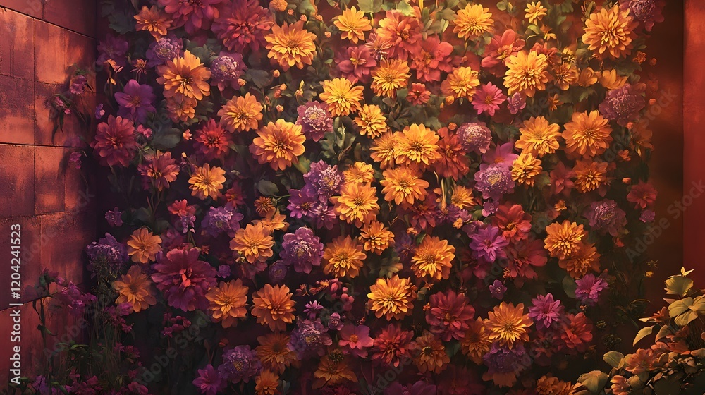 Obraz premium Autumnal Floral Arrangement in a Brick Nook