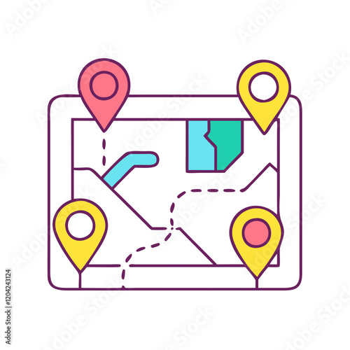 route map icon, route map vector illustration-simple illustration of route map, perfect for route map logos and icons