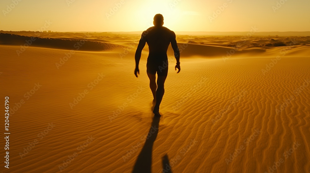 Sunset Silhouette in the Desert: A Journey of Solitude Sunset Silhouette in the Desert: A Journey of Solitude