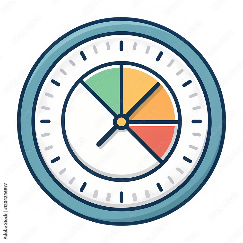 A Clock with a Pie Chart Overlay, transparent background
