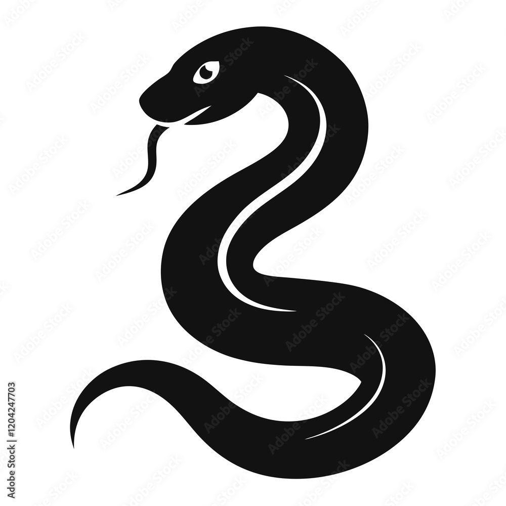 Elegant Black Silhouette of a Snake