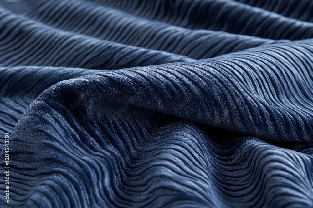 custom made wallpaper toronto digitalSoft, textured blue fabric with wavy pattern.