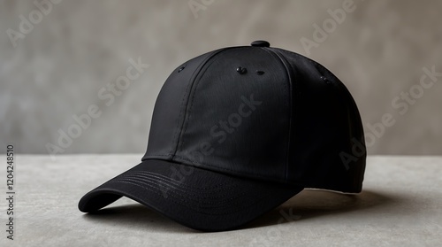 Wallpaper Mural Sleek Black Baseball Cap on Grey Background: A Minimalist Fashion Accessory Torontodigital.ca