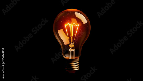 light bulb on fire on black background, clipart style, with white tones