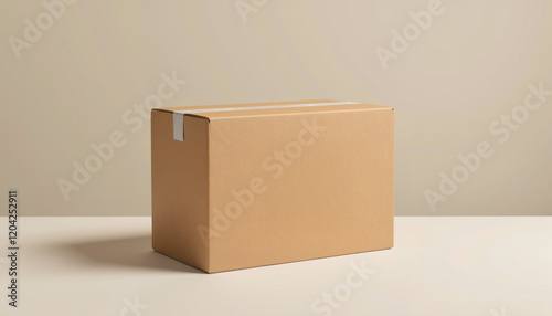 Brown cardboard box on a neutral background