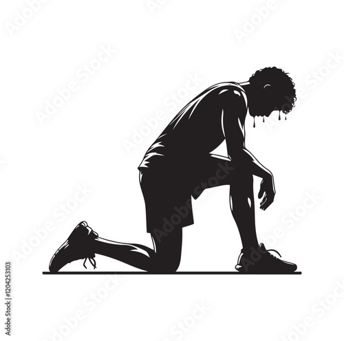 Exhausted athlete silhouette vector illustration