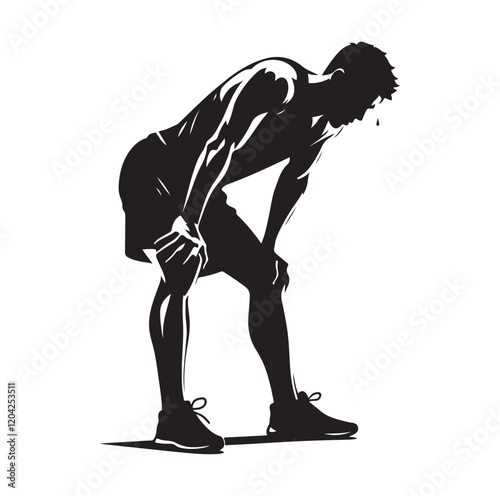 Exhausted athlete silhouette vector illustration