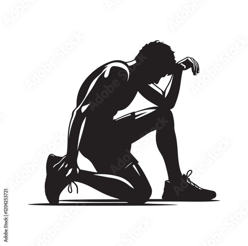 Exhausted athlete silhouette vector illustration