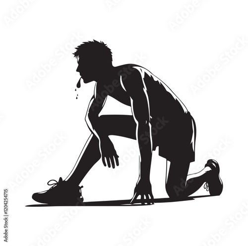 Exhausted athlete silhouette vector illustration