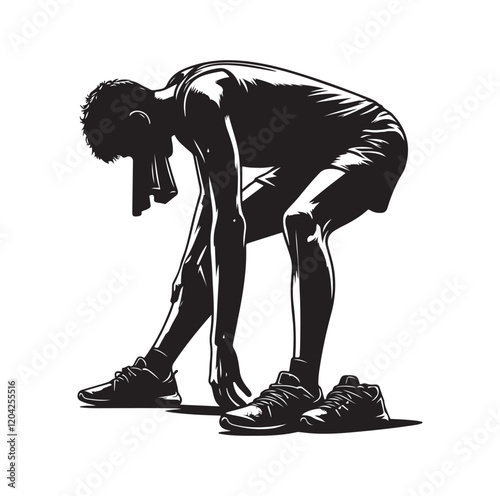 Exhausted athlete silhouette vector illustration