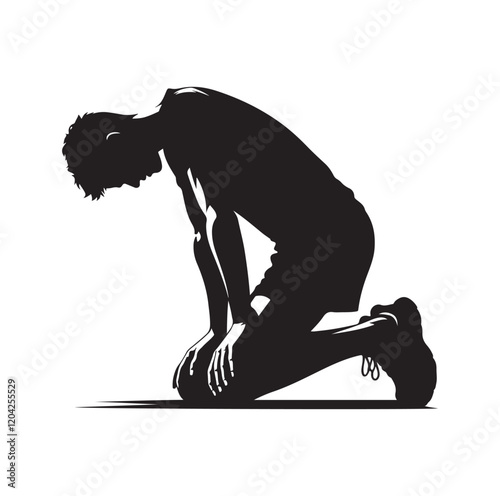 Exhausted athlete silhouette vector illustration