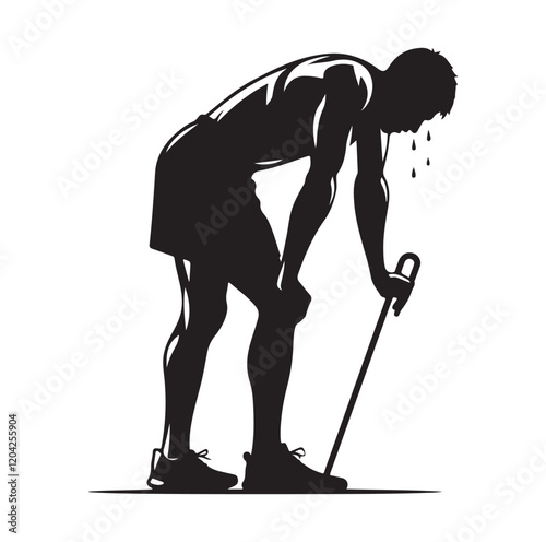 Exhausted athlete silhouette vector illustration