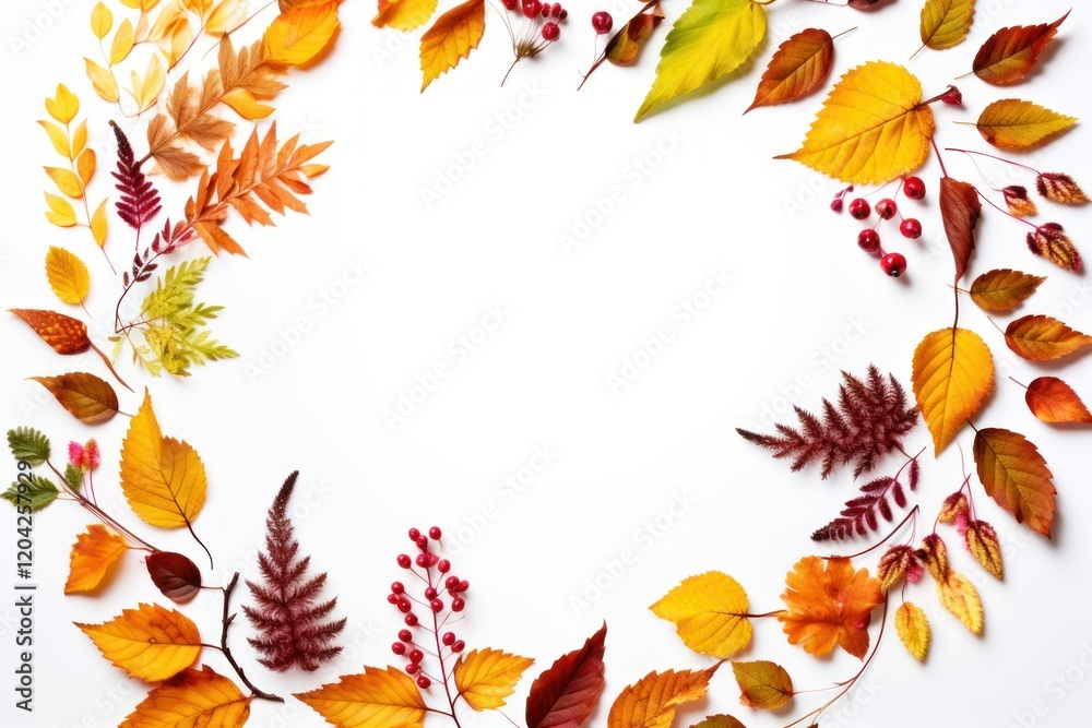 Colorful leaves creating an elegant frame layout Colorful leaves creating an elegant frame layout