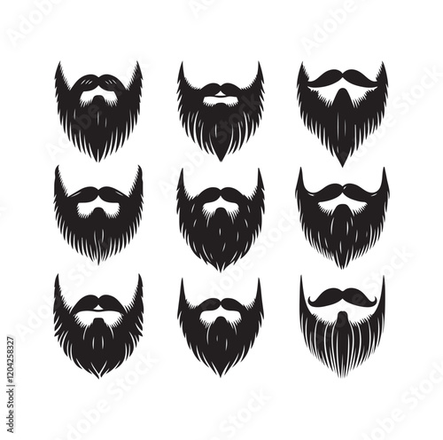 Set of mens beard silhouette vector illustration