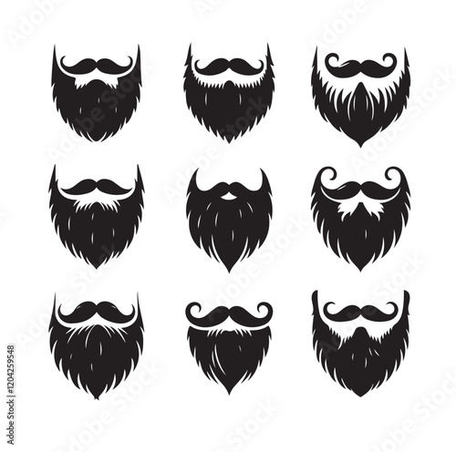 Set of mens beard silhouette vector illustration
