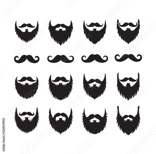 Set of mens beard silhouette vector illustration
