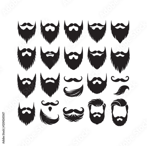 Set of mens beard silhouette vector illustration