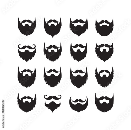Set of mens beard silhouette vector illustration