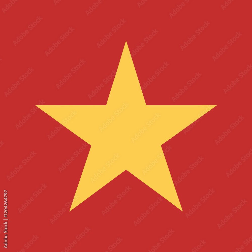 Obraz premium Vietnam Flag: Simple red background with a large yellow star in the center. 