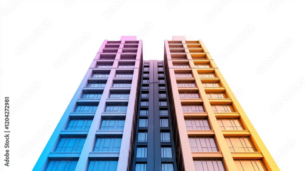 Modern Architectural Design of Tall Buildings with Color Gradients Modern Architectural Design of Tall Buildings with Color Gradients