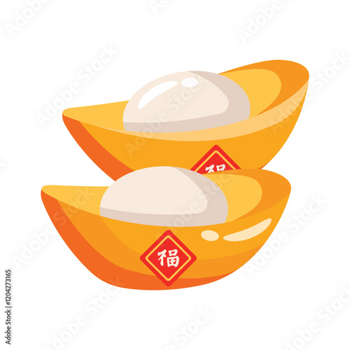 Chinese gold yuanbao vector design, wealth and prosperity