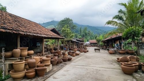 Pottery craftsman activities in the village of Bayat, Klaten, Central Java, Indonesia photo