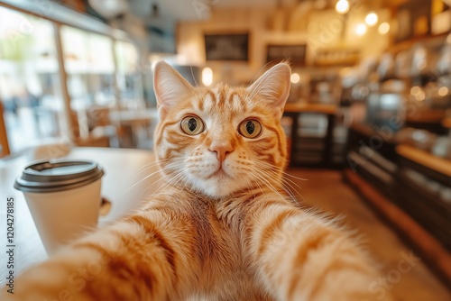 Wallpaper Mural cat takes a selfie in cafe, city,coffee shop
 Torontodigital.ca