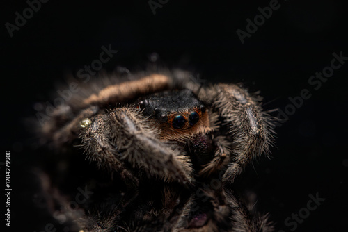 An adult female regal jumping spider (phidippus regus). This particular specimen was photographed posthumously. photo