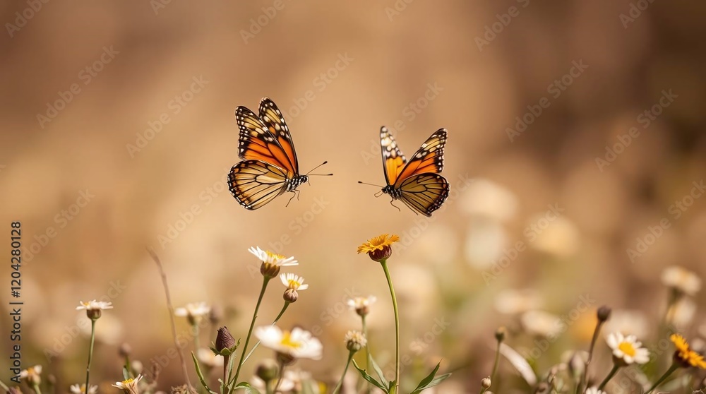 Wings and Blooms: Butterflies on a Flower Wings and Blooms: Butterflies on a Flower