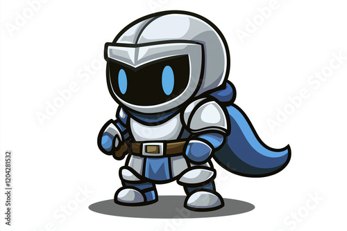 A cartoon character in a knight costume with a sword and shield. Generative Ai.