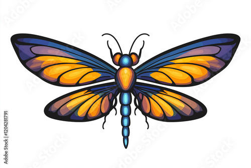 A colorful butterfly with orange and blue wings. Generative Ai.