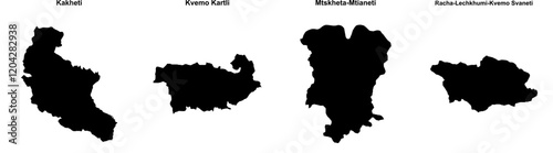 Kakheti, Kvemo Kartli, Mtskheta-Mtianeti, Racha-Lechkhumi-Kvemo Svaneti outline maps