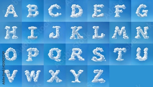 The Complete Alphabet Formed by Clouds Against a Vibrant Blue Sky