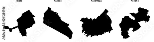 Isiolo, Kajiado, Kakamega, Kericho outline maps photo