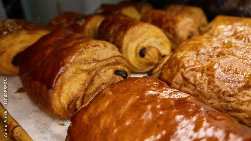 Pain aux chocolats dit chocolatine dans le sud ouest dorés et fraichement présentés en boulangerie Française 