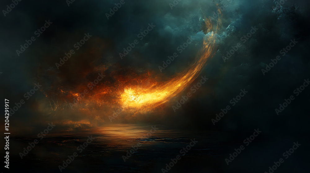 Naklejka premium A glowing comet streaking across a dark sky, representing a hopeful celestial outlook.