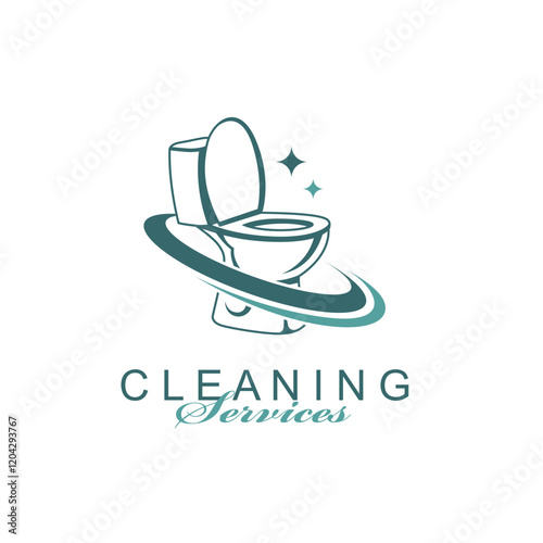 cleaning service design with toilet bowl isolated on white background