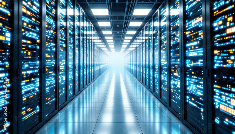 Fototapeta premium Modern Data Center Server Room Technology Infrastructure