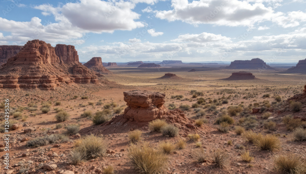 Stunning Desert Landscape Sandstone Formations Under a Blue Sky Stunning Desert Landscape Sandstone Formations Under a Blue Sky