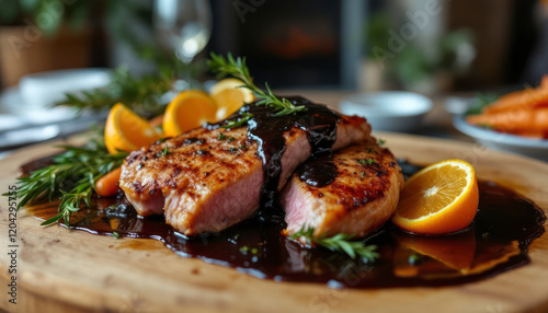 Juicy Pan-seared Pork Chops with Orange Glaze photo