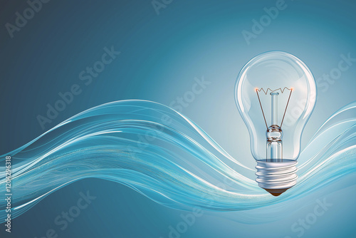 A light bulb is floating on top of a wave. Generative Ai.