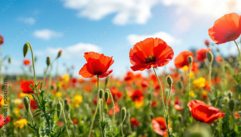 Vibrant Red Poppy Field Summer Landscape Photography Vibrant Red Poppy Field Summer Landscape Photography