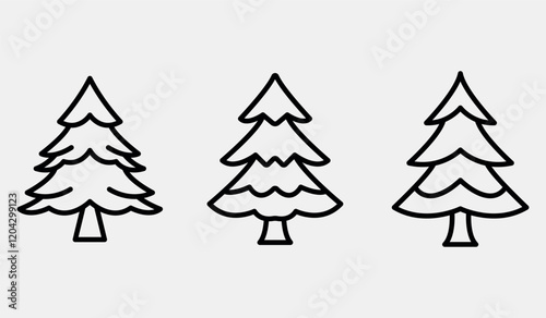 pine tree outline or line icon design bundle.